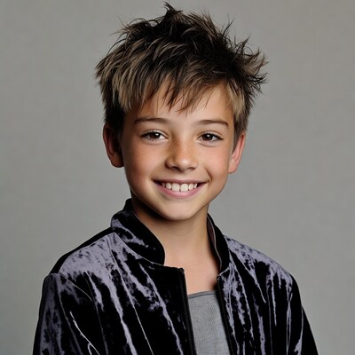 Smiling boy in velvet jacket