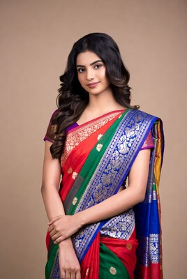 Indian woman in colorful silk saree