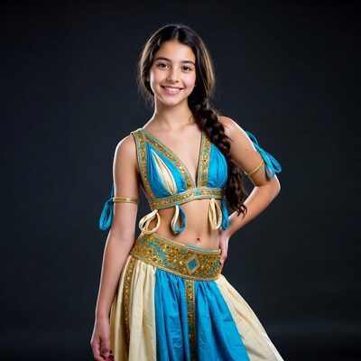 Girl in blue Jasmine costume