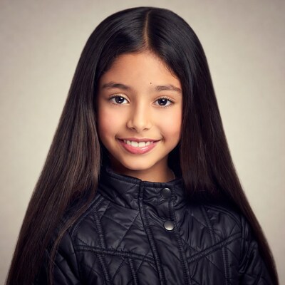 Smiling girl with long black hair
