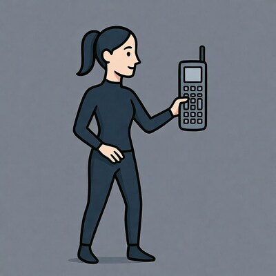 Woman holding old cell phone
