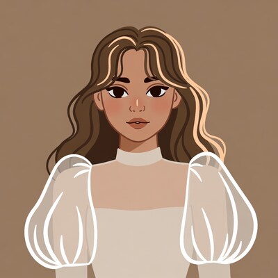 Woman in puffy sleeve blouse illustration
