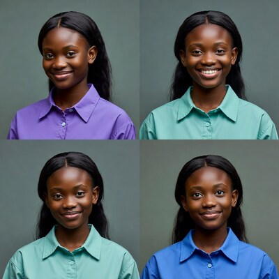 Smiling African girl in colored shirts