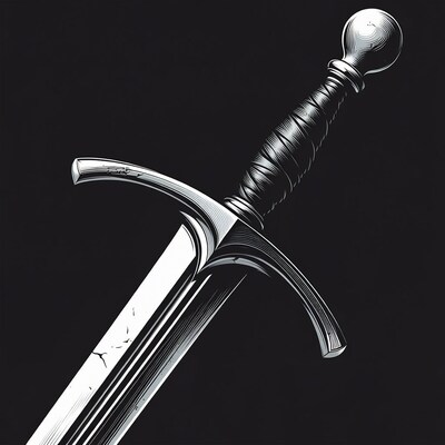 Medieval Sword on Black Background