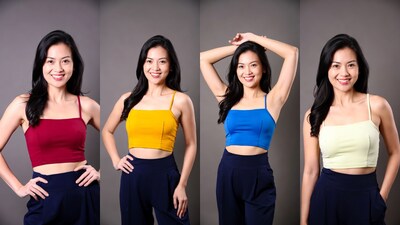 Asian woman in four colored tube tops
