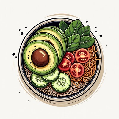 Avocado Buddha Bowl Illustration