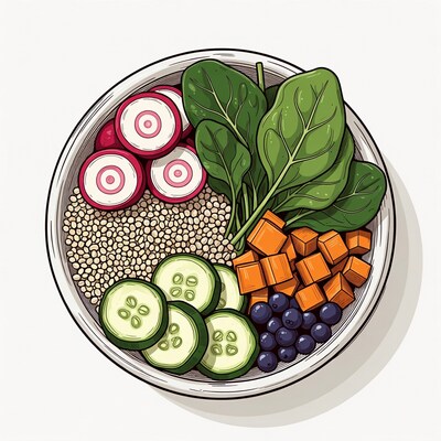 Colorful Veggie Quinoa Buddha Bowl Illustration