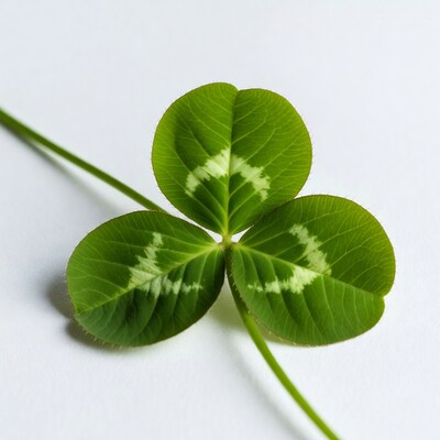 Three-leaf clover on white background