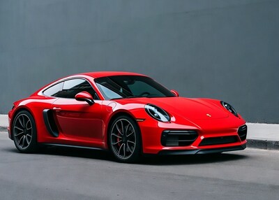 Red Porsche 718 Cayman Parked