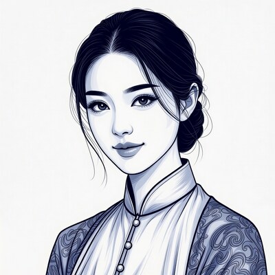 Asian woman in qipao illustration