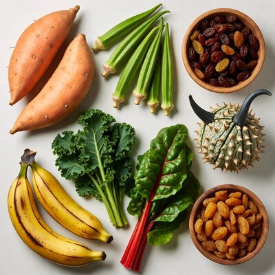 Assortment of Fresh Vegetables and Raisins