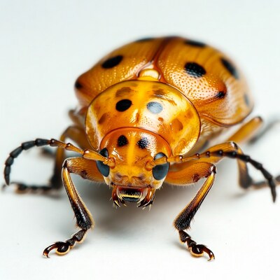 Orange ladybug with black spots