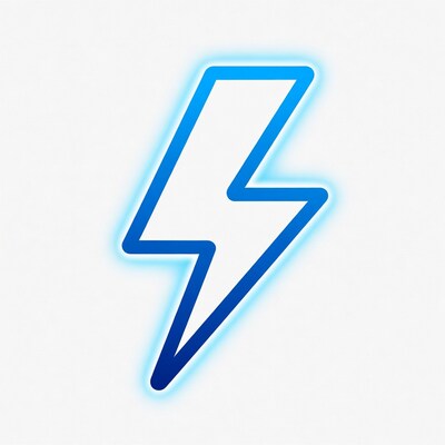 Blue Neon Lightning Bolt Icon