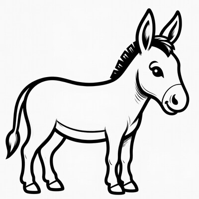 Cartoon Donkey Outline Illustration