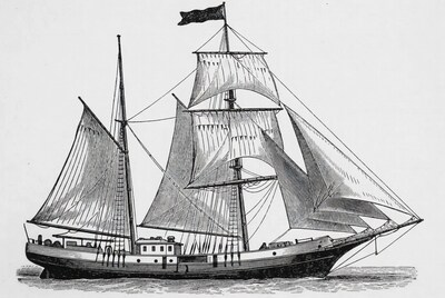 Vintage engraving of sailing ship