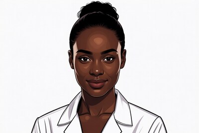 African-American woman in white coat illustration