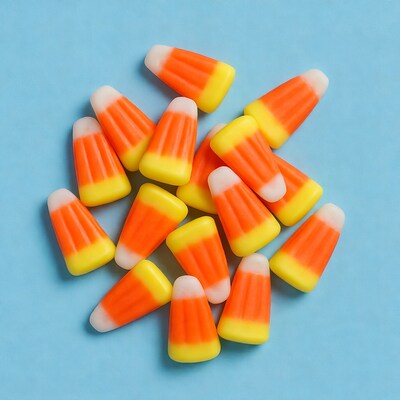 Candy corn on blue background