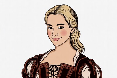 Blonde woman in Renaissance dress illustration