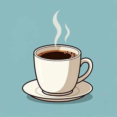 Steaming coffee cup on saucer