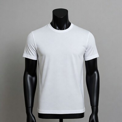 White T-shirt on Black Mannequin