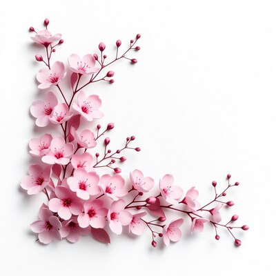 Pink Cherry Blossom Branch Corner