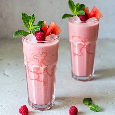 Watermelon Raspberry Smoothie Glasses