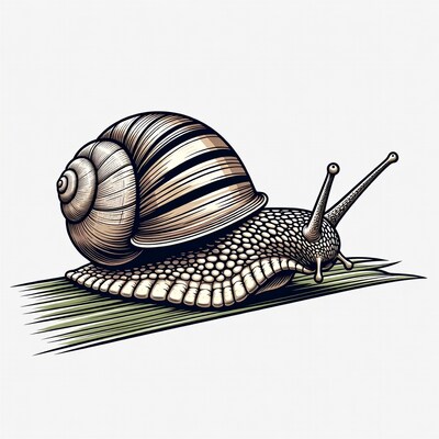 Snail on leaf illustration