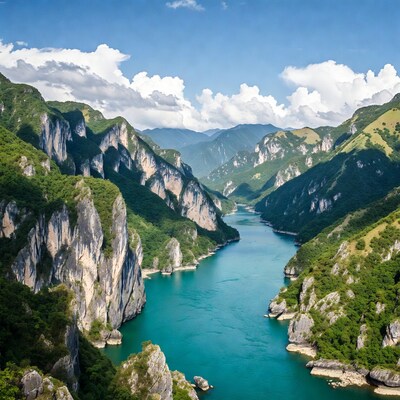 Turquoise Lake in Lush Mountain Valley