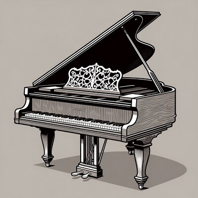 Open Grand Piano Illustration