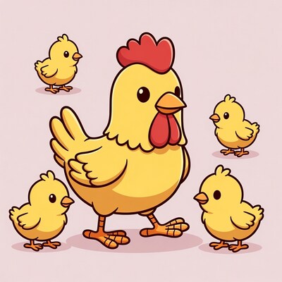 Mother Hen with Baby Chicks