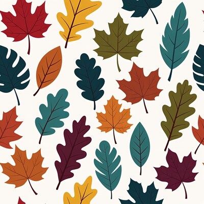 Colorful Autumn Leaves Seamless Pattern