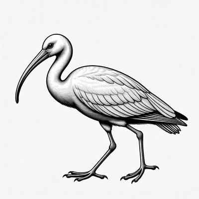 Ibis bird line art illustration