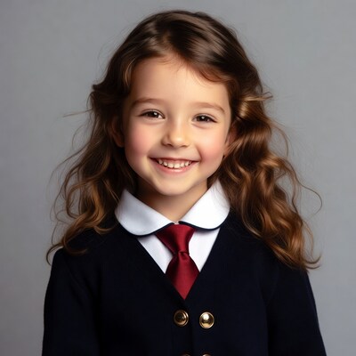 Smiling girl in school uniform