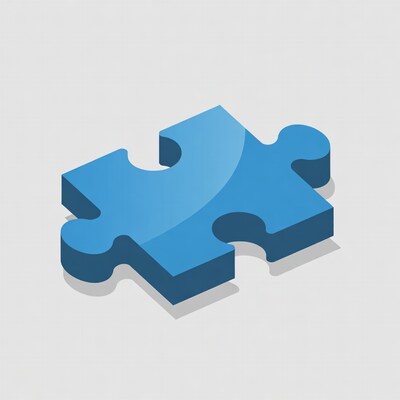 Blue 3D Jigsaw Puzzle Piece