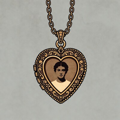 Vintage locket with woman portrait