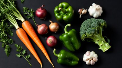 Fresh vegetables on black background