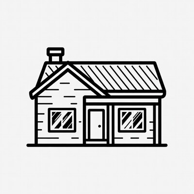 Line drawing house illustration