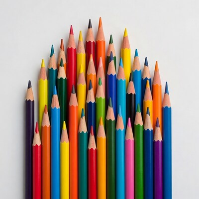 Colorful Pencils Arranged in Fan Shape