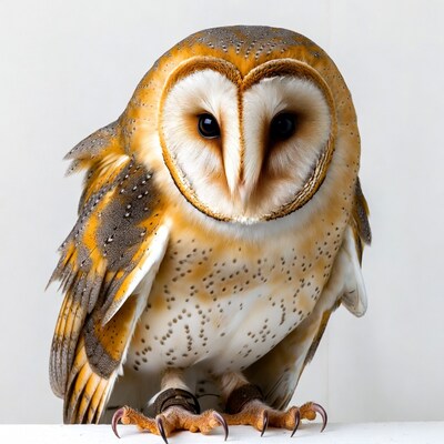 Barn Owl on White Background