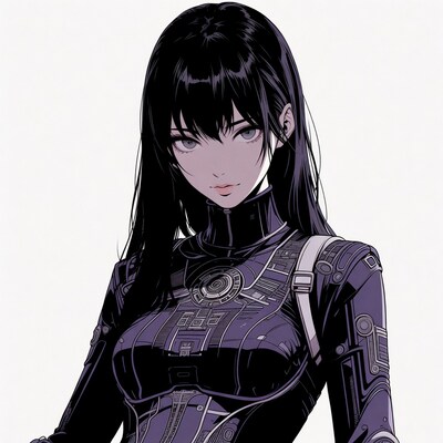 Anime girl in purple bodysuit