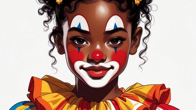 African-American girl as clown