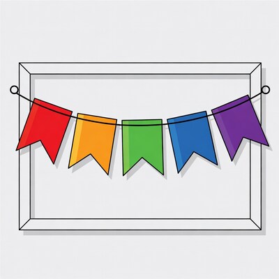 Rainbow Bunting in White Frame