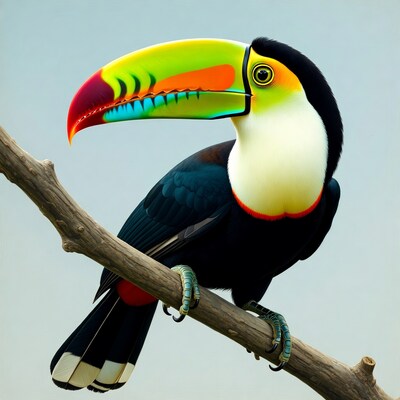 Colorful Toucan Perched on Branch