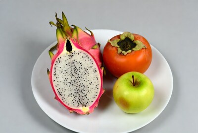 Dragon Fruit Persimmon Apple Plate