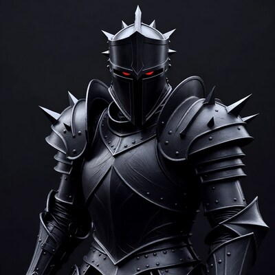Dark Knight with Red Glowing Eyes