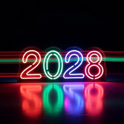 20228 Neon Sign on Dark Floor
