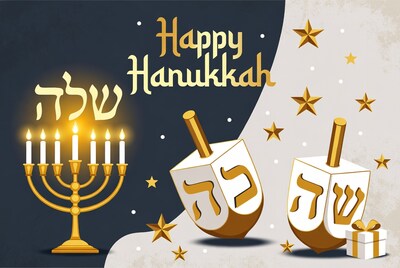 Happy Hanukkah Menorah Dreidel Illustration