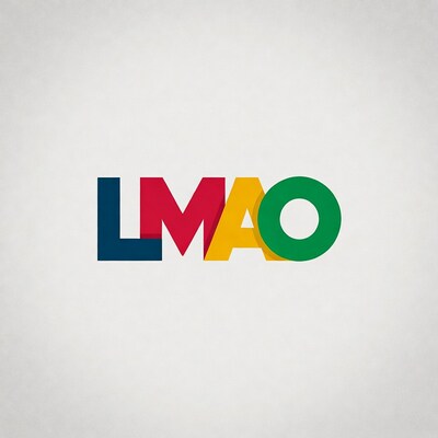 Colorful LMAO Text on Gray Background
