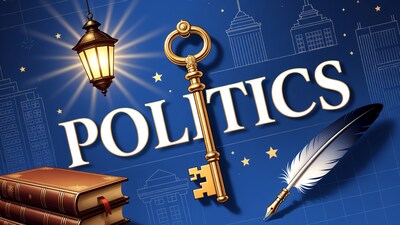 Politics Illustration with Key Lantern Quill