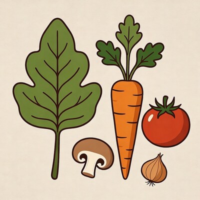 Vegetables clipart on beige background